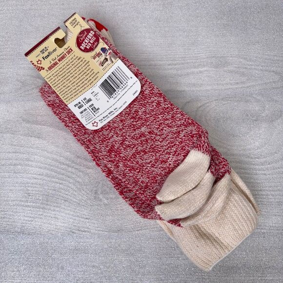 Two Pairs RED Rockford Red Heel Socks LARGE Sock Monkey USA Fox River Mills NEW - Picture 2 of 5